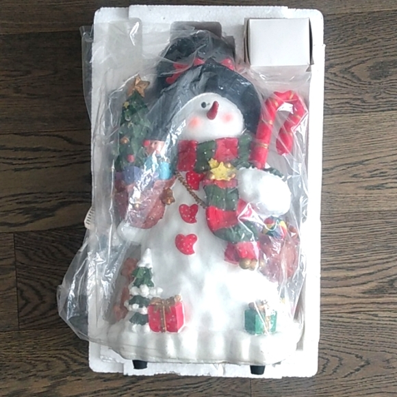 2002 Fibre Optic Lights Resin Tabletop 14.5 inches Snowman with Power Supply - Picture 10 of 12